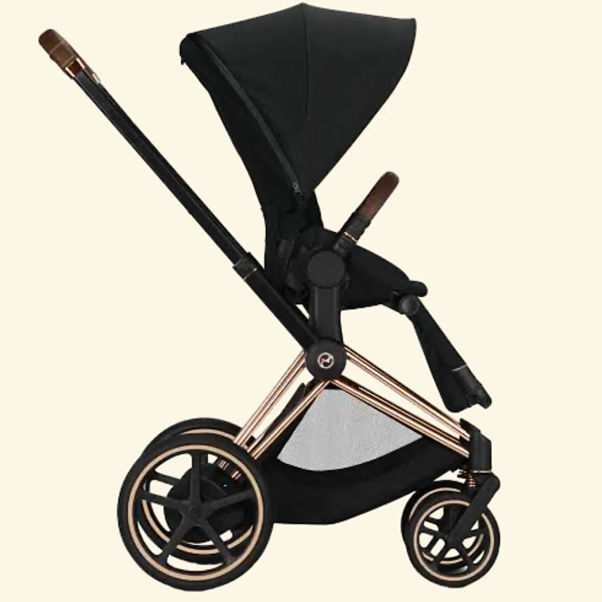 Cybex Priam 4/ Rose Gold-Black (her türlü zeminle başeden tekerlek teknolojisi)