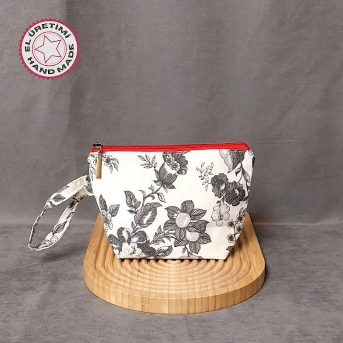 Uretti - Gamze 9546 - 2960 El Yapımı Keten Makyaj Çantası - Çiçek