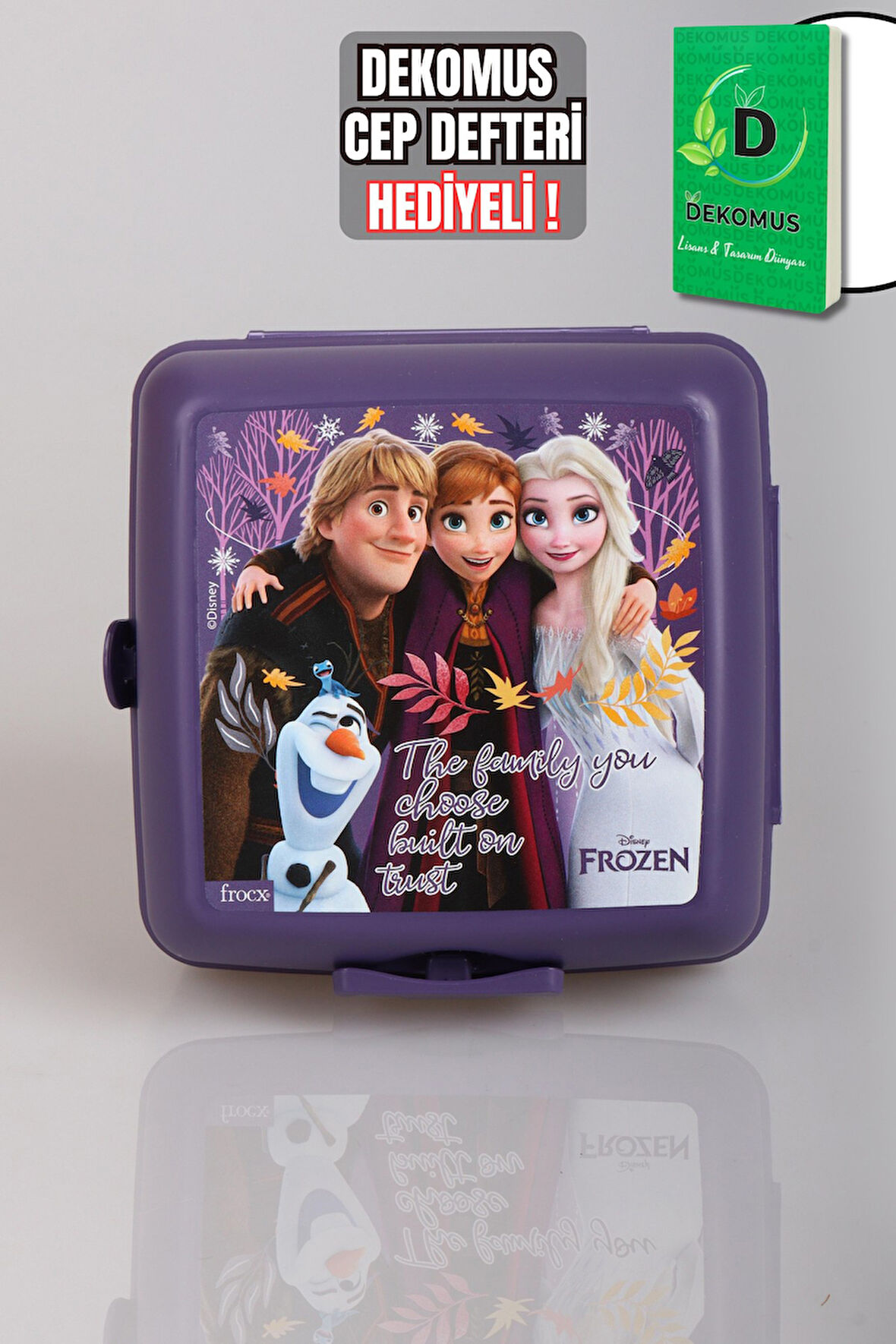 DEKOMUS İLE YENİ SEZON COOL GIRL LİSANSLI FROZEN ELSA 2 KATLI BESLENME KUTUSU / LUNCH BOX "DEKOMUS CEP DEFTERİ HEDİYELİ"