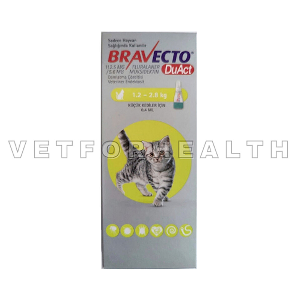 Bravecto DuAct 1.2-2.8 kg Kediler İçin Damla 0.4ml 1 Tüp SKT:05.25