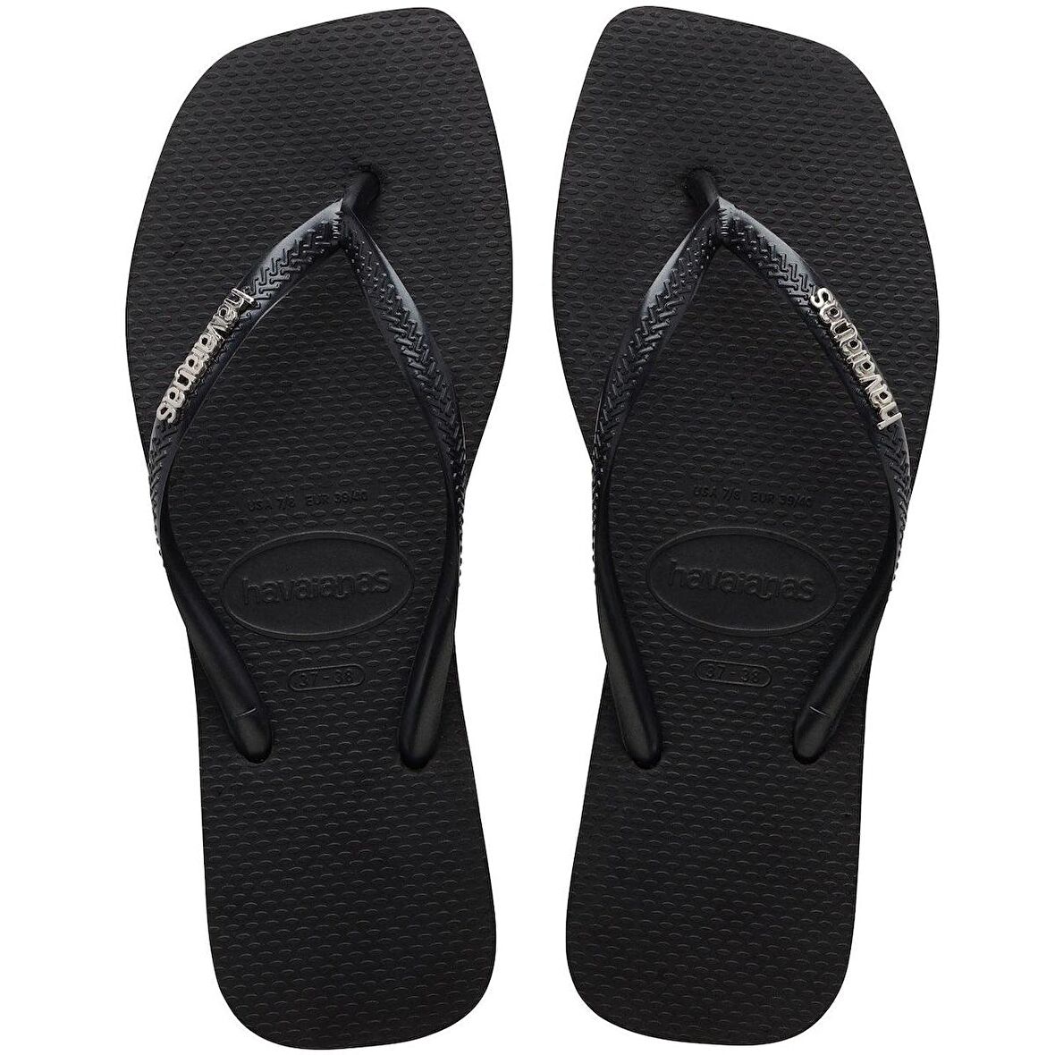 HAVAIANAS Slim Square Logo Metallic Black/Silver 4148257-2976