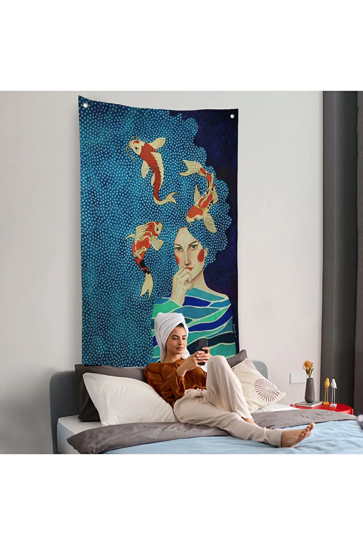 Derin Bakan Kadın Duvar Örtüsü-7909