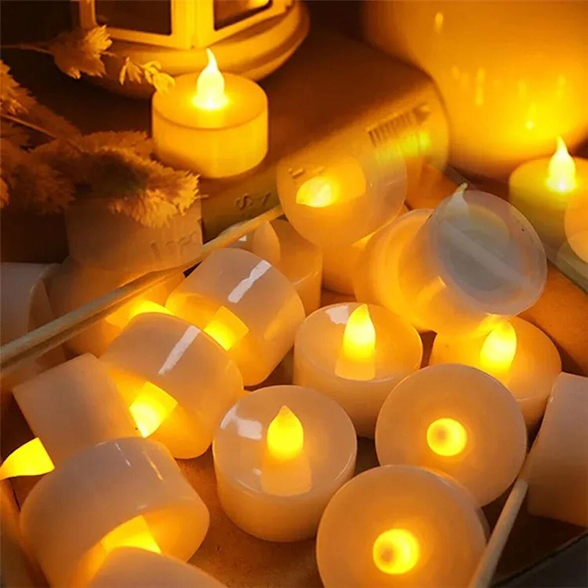 WARM LİGHT CANDLES 24 ADET GÜN IŞIĞI LED IŞIKLI MUM GÜN IŞIĞI LED MUM SARI IŞIKLI MUM ROMANTİK DEKOR