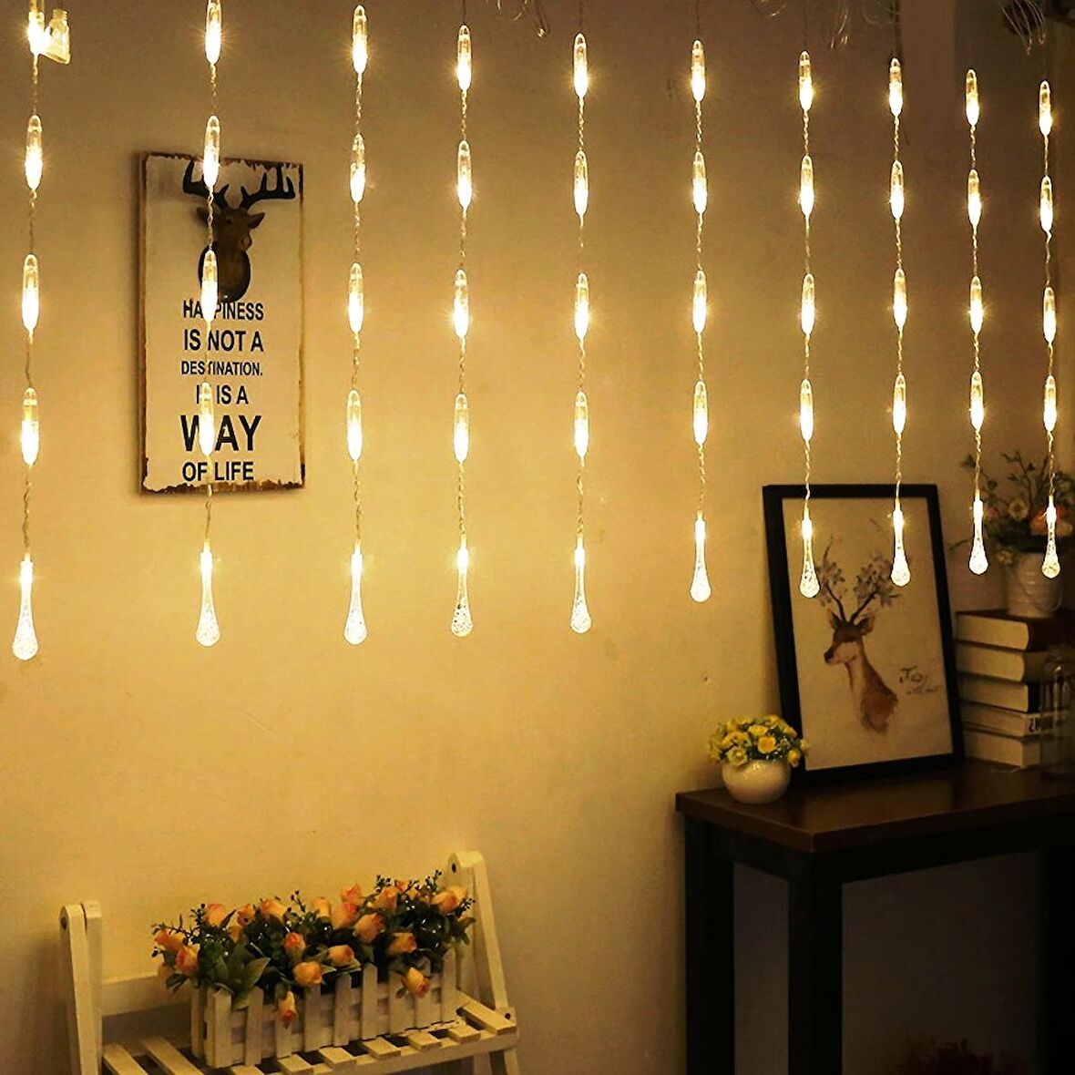 DEKOR RAMAZAN IŞIKLARI GÜN IŞIĞI SU DAMLASI SALKIM LED IŞIK GÜN IŞIĞI  3 METRE 1.20 CM DAL