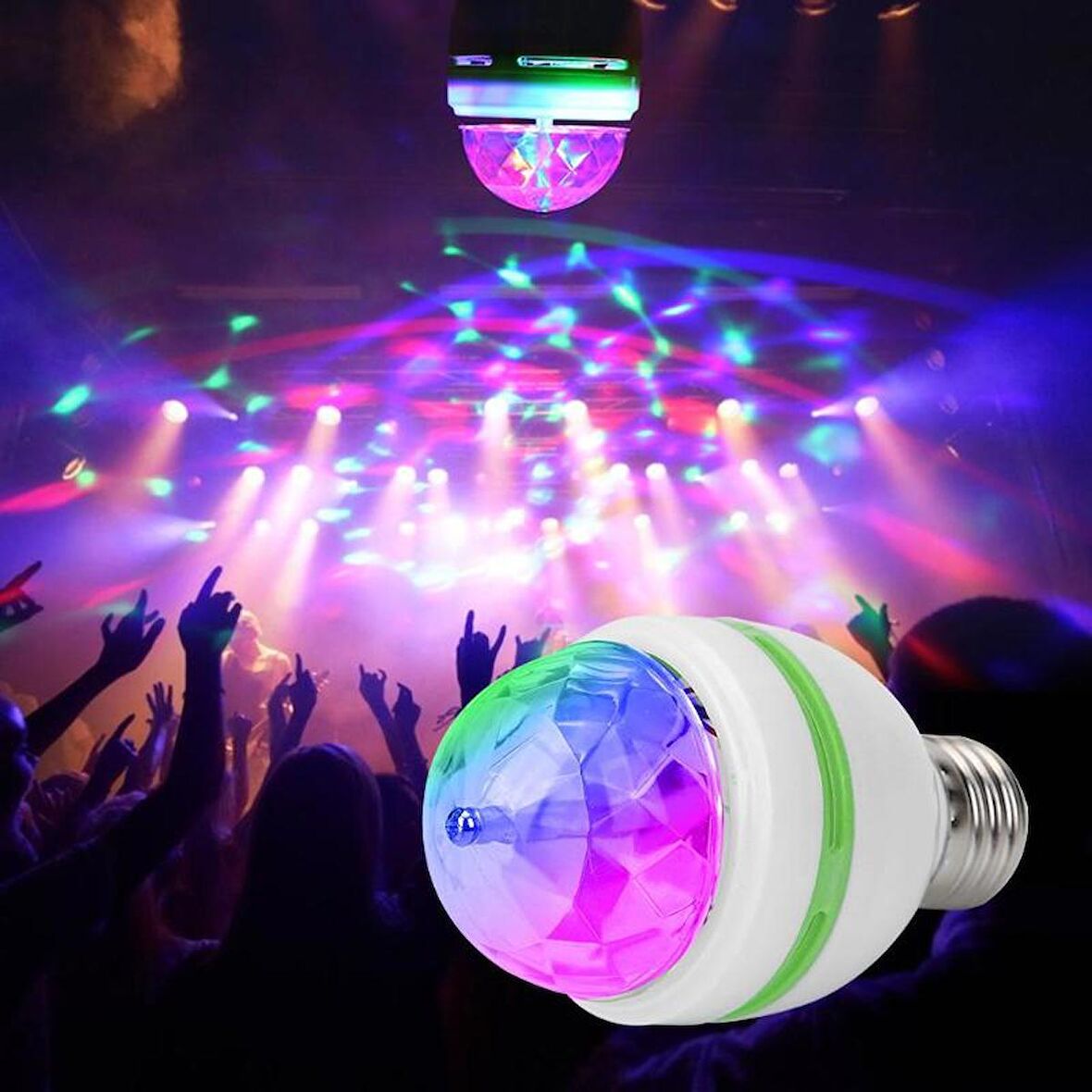 DİSCO BALL LED LİGHT DİSKO IŞIĞI LED RGB DİSKO IŞIK TOPU AMPUL LED IŞIK DÖNEN DİSKO TOPU IŞIKLI  TOP