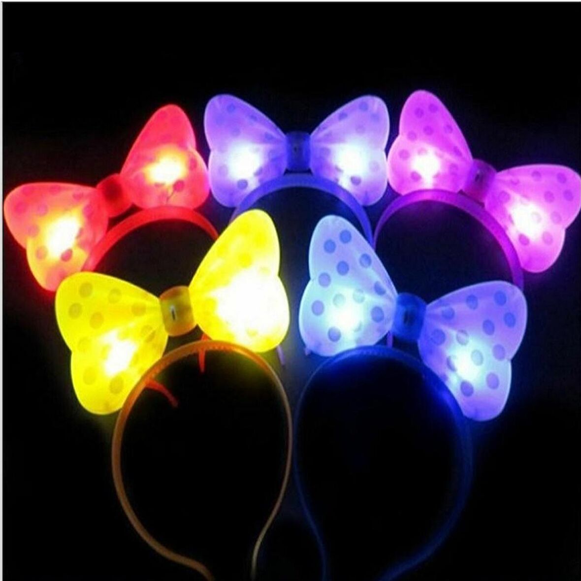 4 ADET HEADBAND LED LİGHT MİNNİE MOUSE IŞIKLI TAÇ PEMBE TAÇ KIRMIZI TAÇ SARI TAÇ MOR TAÇ IŞIKLI TAÇ