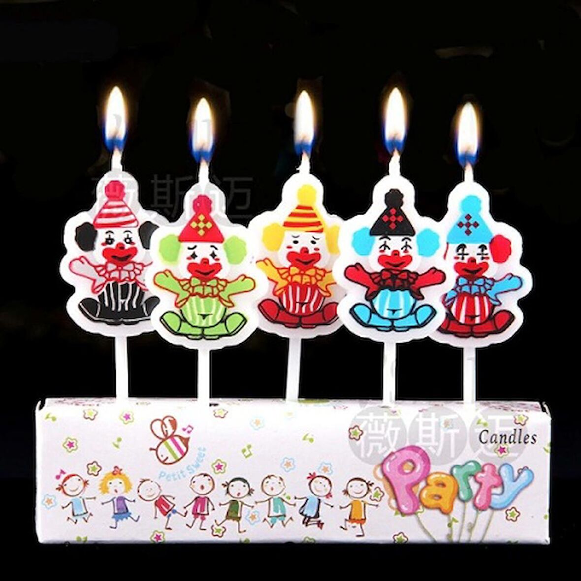 CLOWN BIRTHDAY CANDLE VIP KALİTE PALYAÇOLU PASTA MUMU 5 ADET PALYAÇOLU DOĞUM GÜNÜ MUMU PALYAÇO MUM