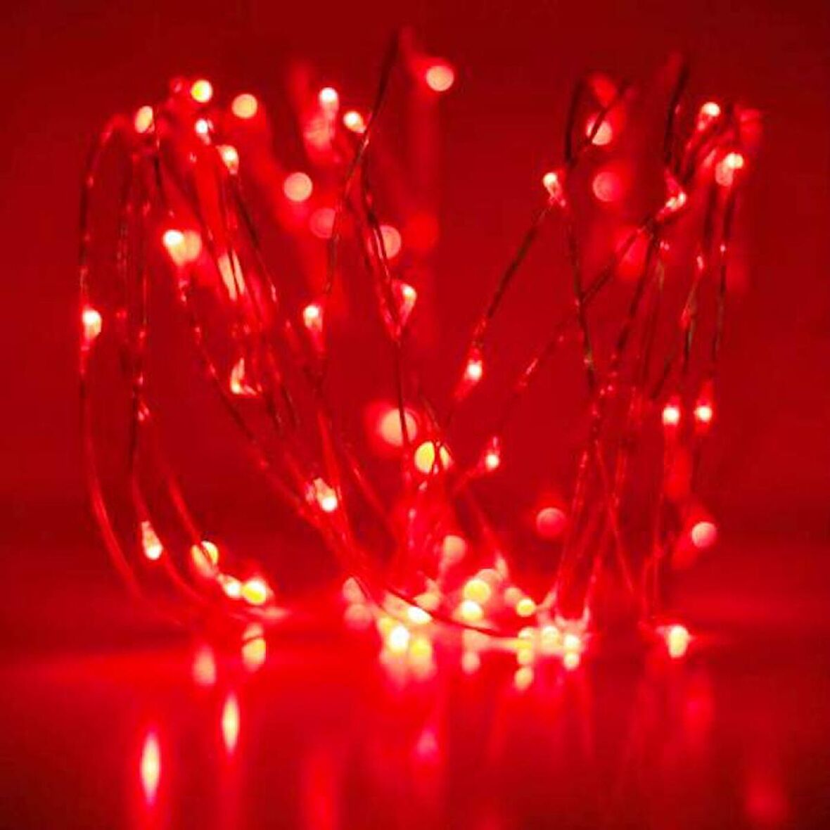 KIRMIZI PİLLİ IŞIK 10 METRE PİLLİ KIRMIZI LED IŞIK NOEL IŞIĞI YILBAŞI IŞIĞI KIRMIZI YILBAŞI AĞACI IŞIĞI