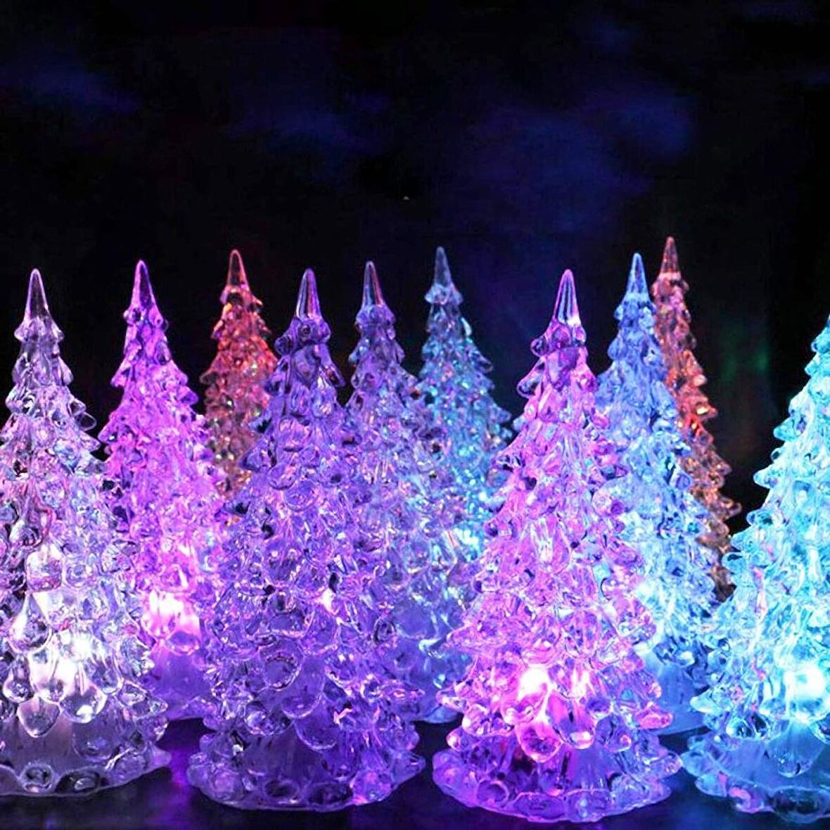 IŞIKLI YILBAŞI AĞACI VIP RENKLİ LED IŞIKLI ÇAM AĞACI 13 CM IŞIKLI ÇAM AĞACI RGB PINE TREE LED LIGHT