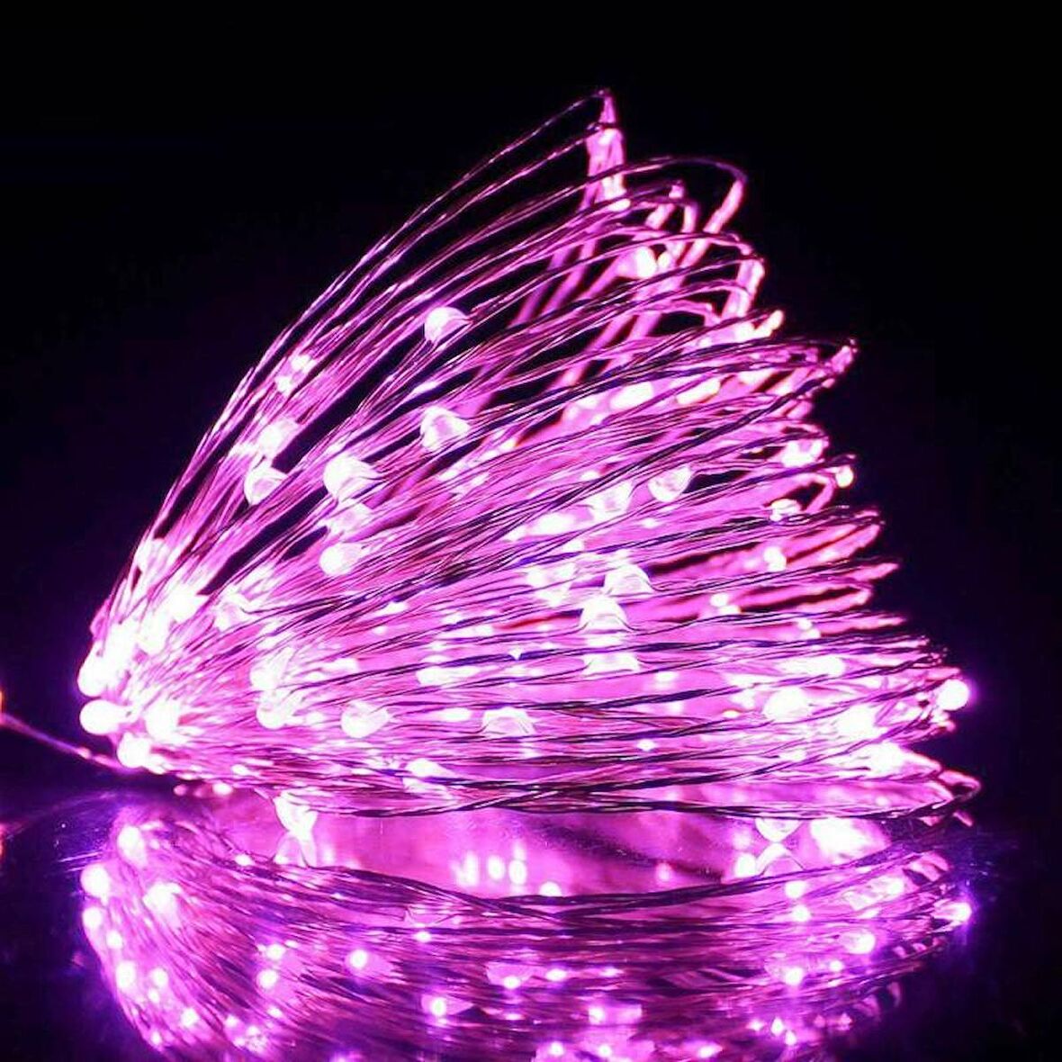 10 METRE PEMBE PİLLİ LED IŞIK CANLI PEMBE IŞIK IP65SU GEÇİRMEZ SEVGİLİLER GÜNÜNE ÖZEL PEMBE LED IŞIK