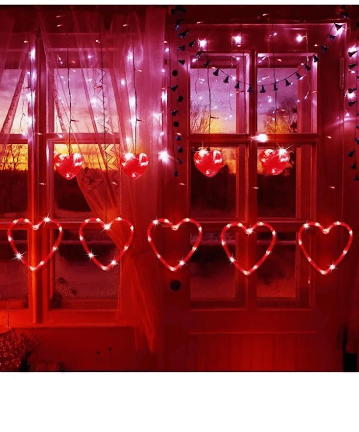 LED IŞIKLI KIRMIZI SALKIM LED IŞIK KALPLİ SALKIM LED IŞIK KIRMIZI LED IŞIK ROMANTİK DEKOR KALP IŞIK
