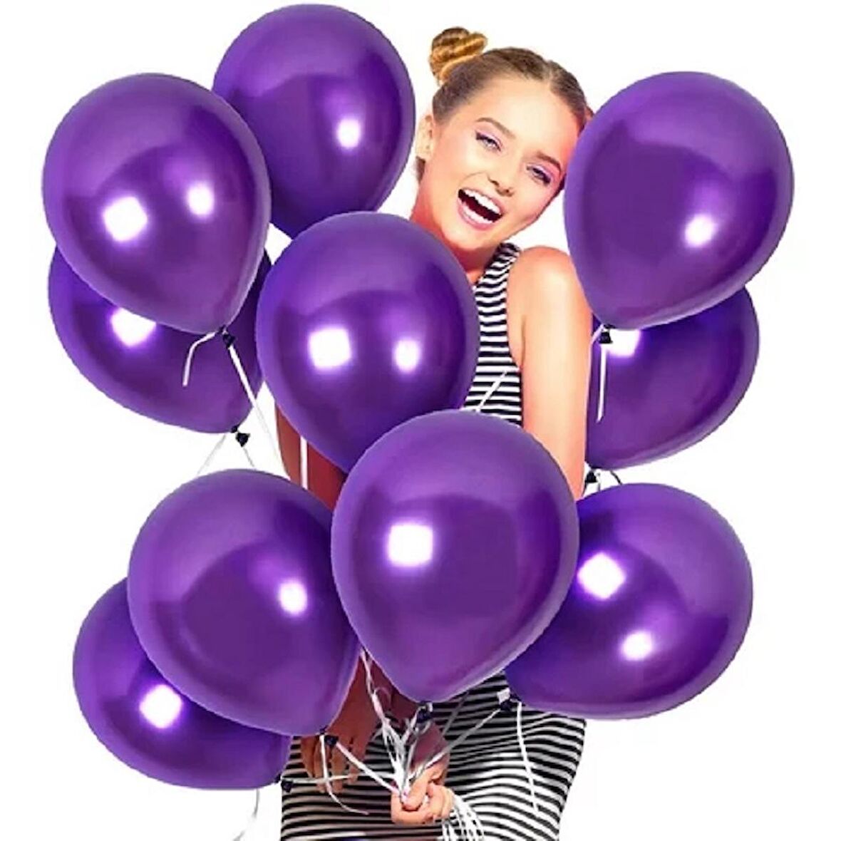 VIP 100 PCS SHINY METALLIC PURPLE BALLOON VIP KALİTE PARLAK METALİK MOR BALON HELYUM GAZI UYUMLUDUR