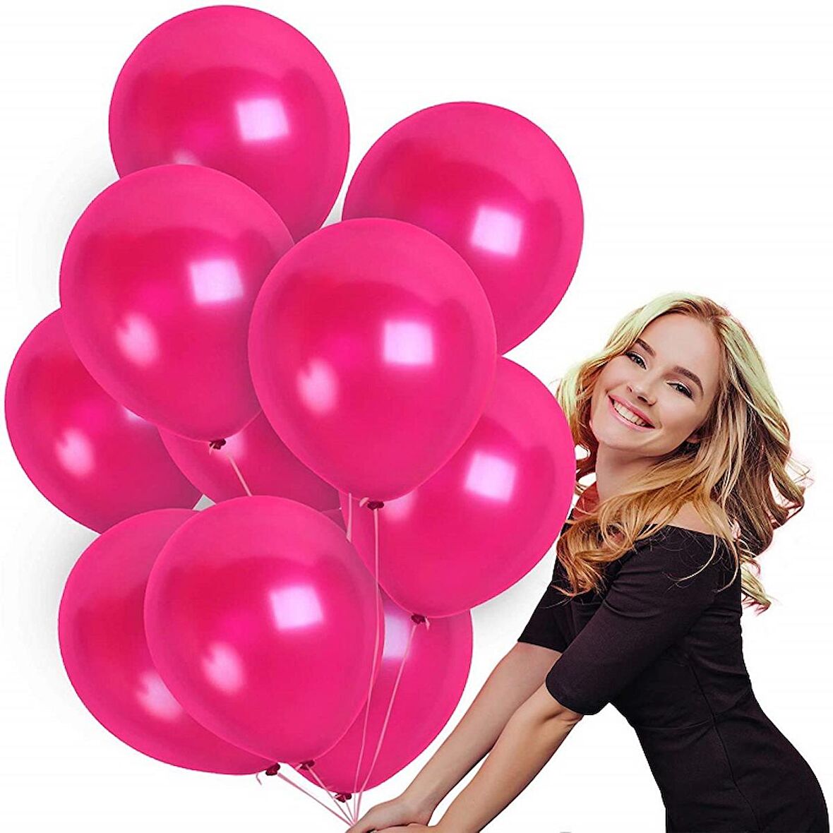 VIP 100 PCS SHINY METALLIC PİNK BALLOON VIP KALİTE PARLAK METALİK PEMBE BALON HELYUM GAZI UYUMLUDUR