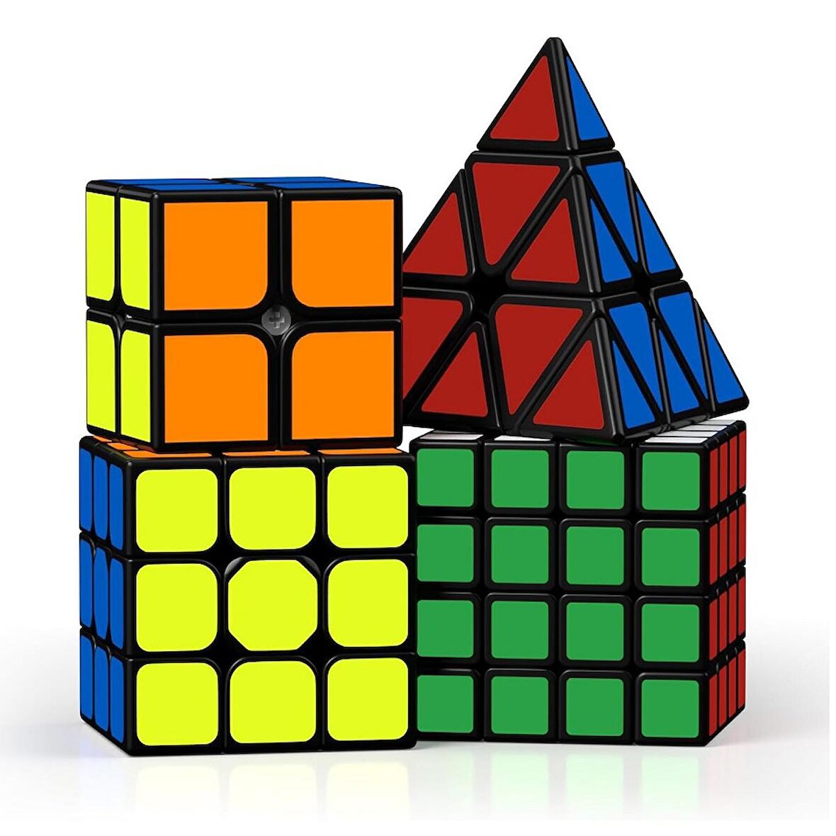 4 SET SPEED CUBE 4 LÜ SET PİRAMİT ZEKA KÜPÜ 2X2 ZEKA KÜPÜ  3X3 ZEKA KÜPÜ 4X4 ZEKA KÜPÜ RUBİKS CUBE