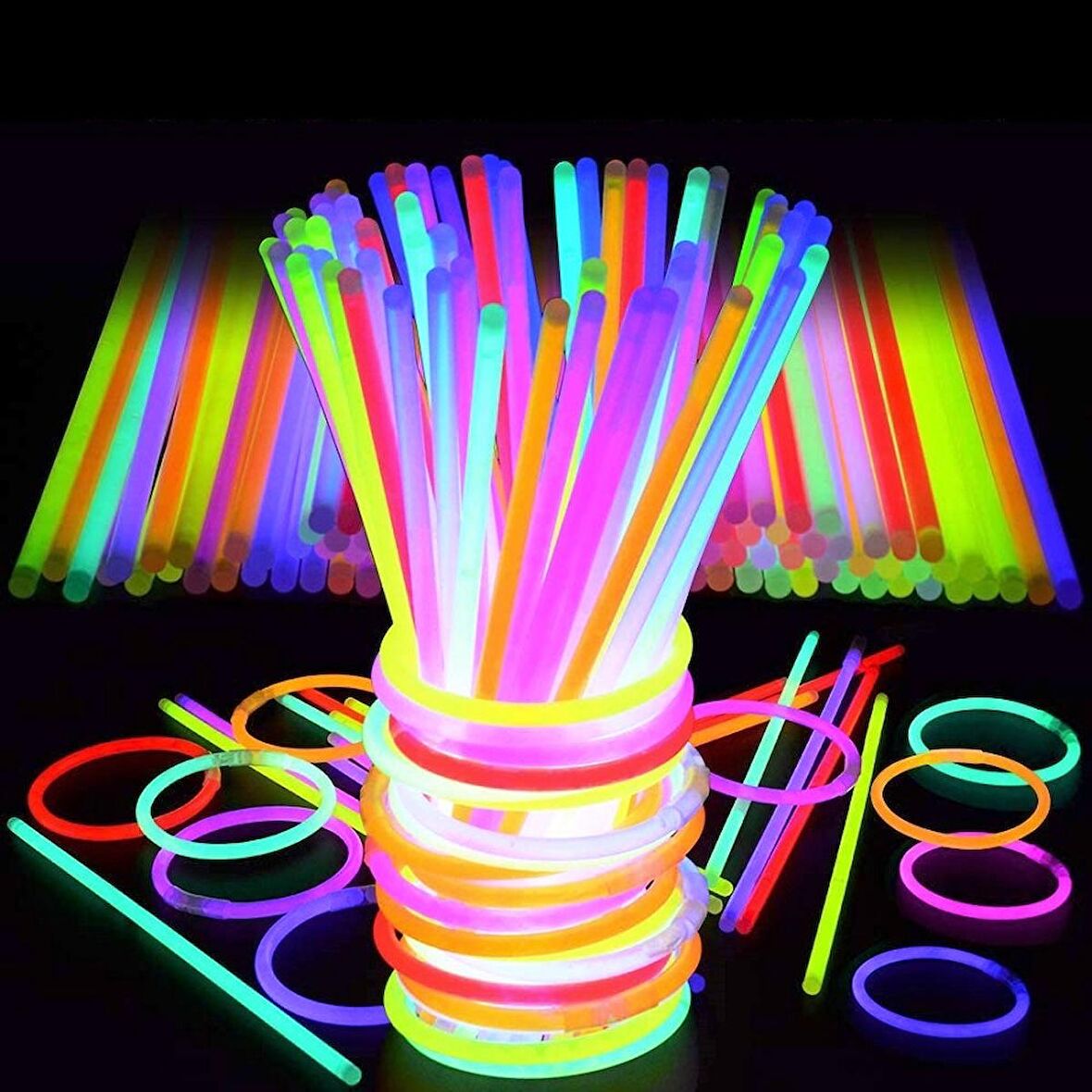 500 ADET KONSER ŞENLİK IŞIĞI VIP RENKLİ GLOW STİCK NEON IŞIK FOSFORLU BİLEKLİK KOLYE FOSFORLU IŞIK