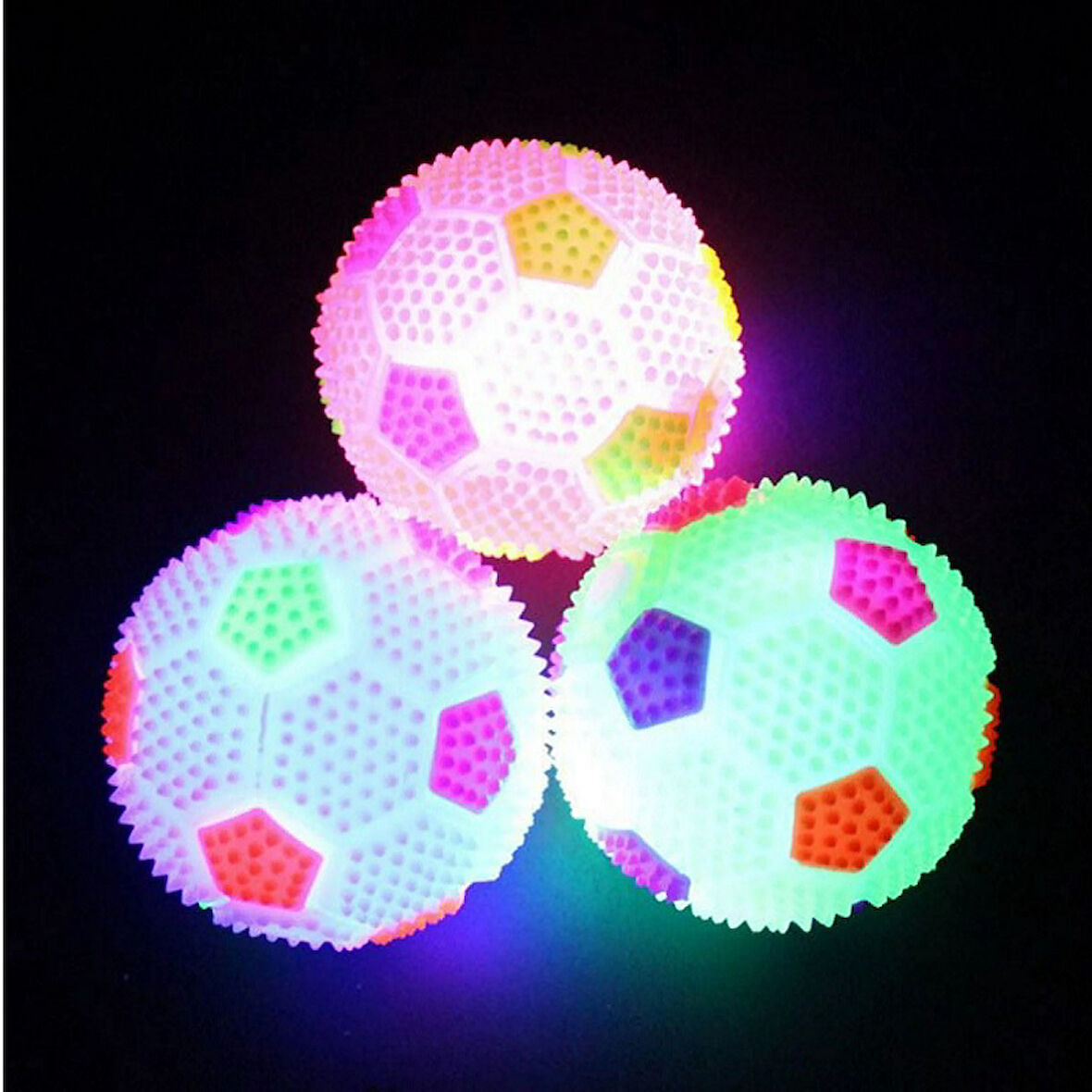 3 PCS FLASHING LİGHT UP BALL 3 ADET SESLİ LED IŞIKLI MİNİ FUTBOL TOPU YOYO IŞIKLI STRES OYUNCAĞI