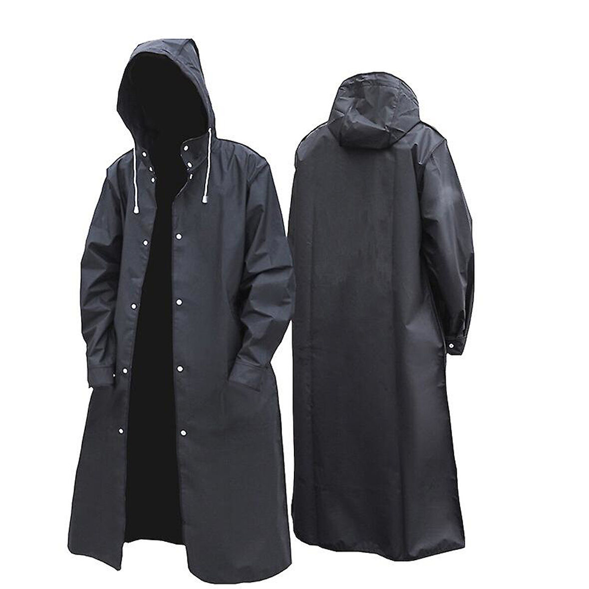 5 ADET 1.KALİTE ŞAPKALI ÇITÇITLI YAĞMURLUK SİYAH YAĞMURLUK OUTDOOR YAĞMURLUK VIP UNISEX RAIN COAT