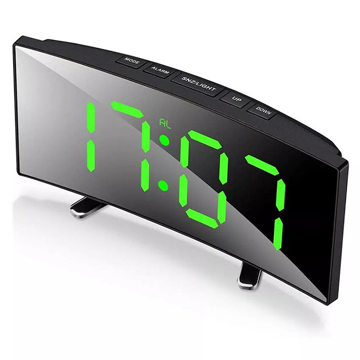 GREEN LED MIRROR CLOCK YEŞİL LED IŞIKLI SAAT MASA SAATİ ALARM DERECE TARİH PİLLİ + USB DİJİTAL SAAT