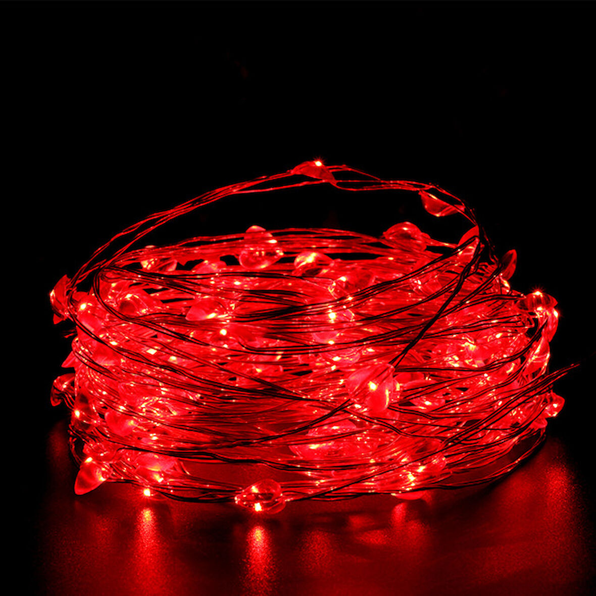 2 METRE KIRMIZI LED IŞIK KIRMIZI YILBAŞI AĞACI IŞIĞI NOEL IŞIĞI KIRMIZI PİLLİ LED IŞIK RED LED LİGHT