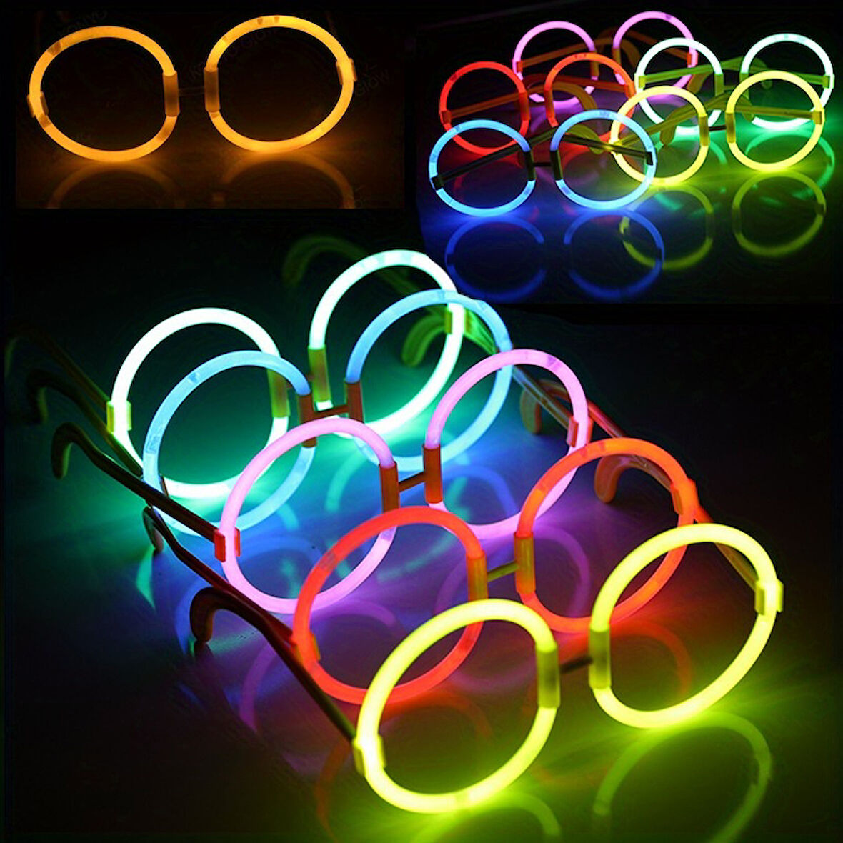 26 ADET VIP DELUXE YUVARLAK GLOW GÖZLÜK FOSFOR GÖZLÜK NEON GÖZLÜK IŞIKLI GÖZLÜK GLOW STİCK GÖZLÜK