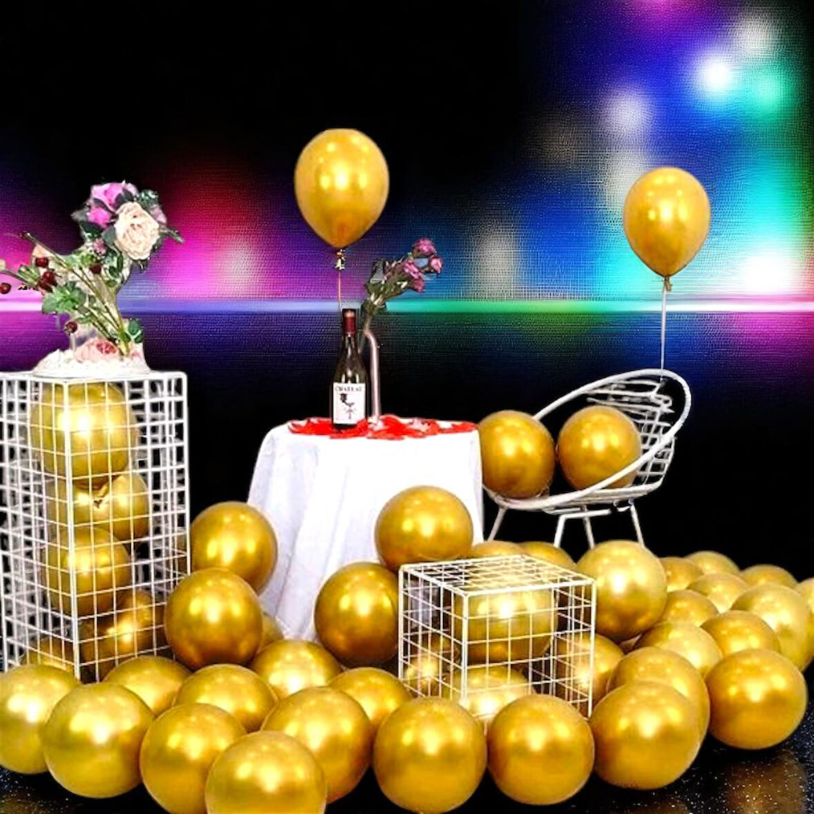 ULTRA YÜKSEK KALİTE 50 ADET GOLD KROM BALON AYNALI BALON PARLAK BALON METALİK BALON KROM GOLD BALON