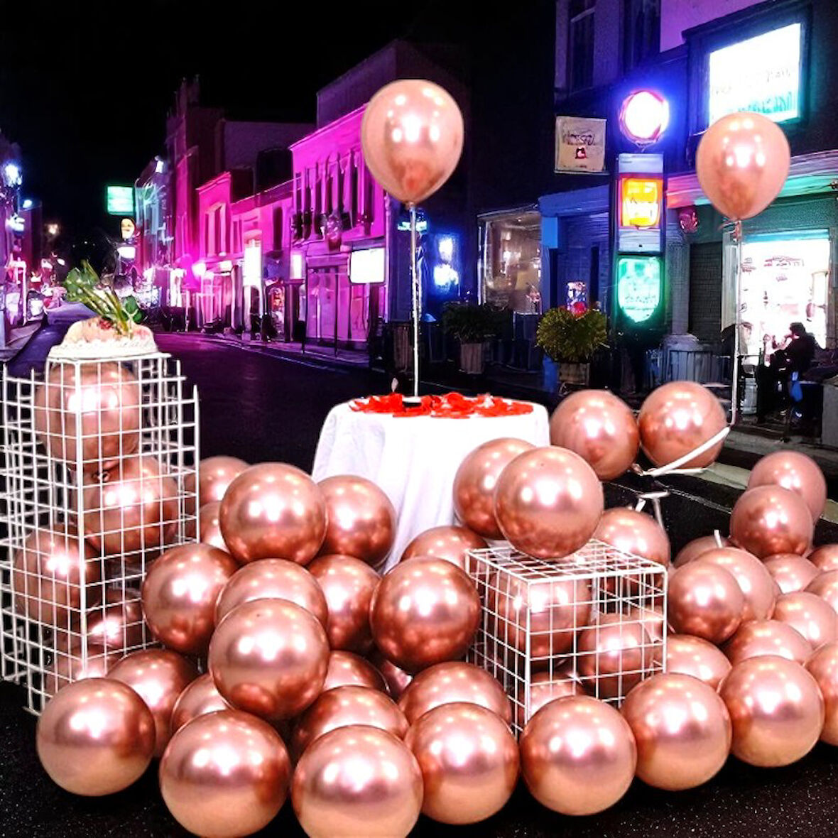 ULTRA YÜKSEK KALİTE 50 ADET ROSE GOLD KROM BALON AYNALI BALON PARLAK METALİK KROM ROSE GOLD BALON