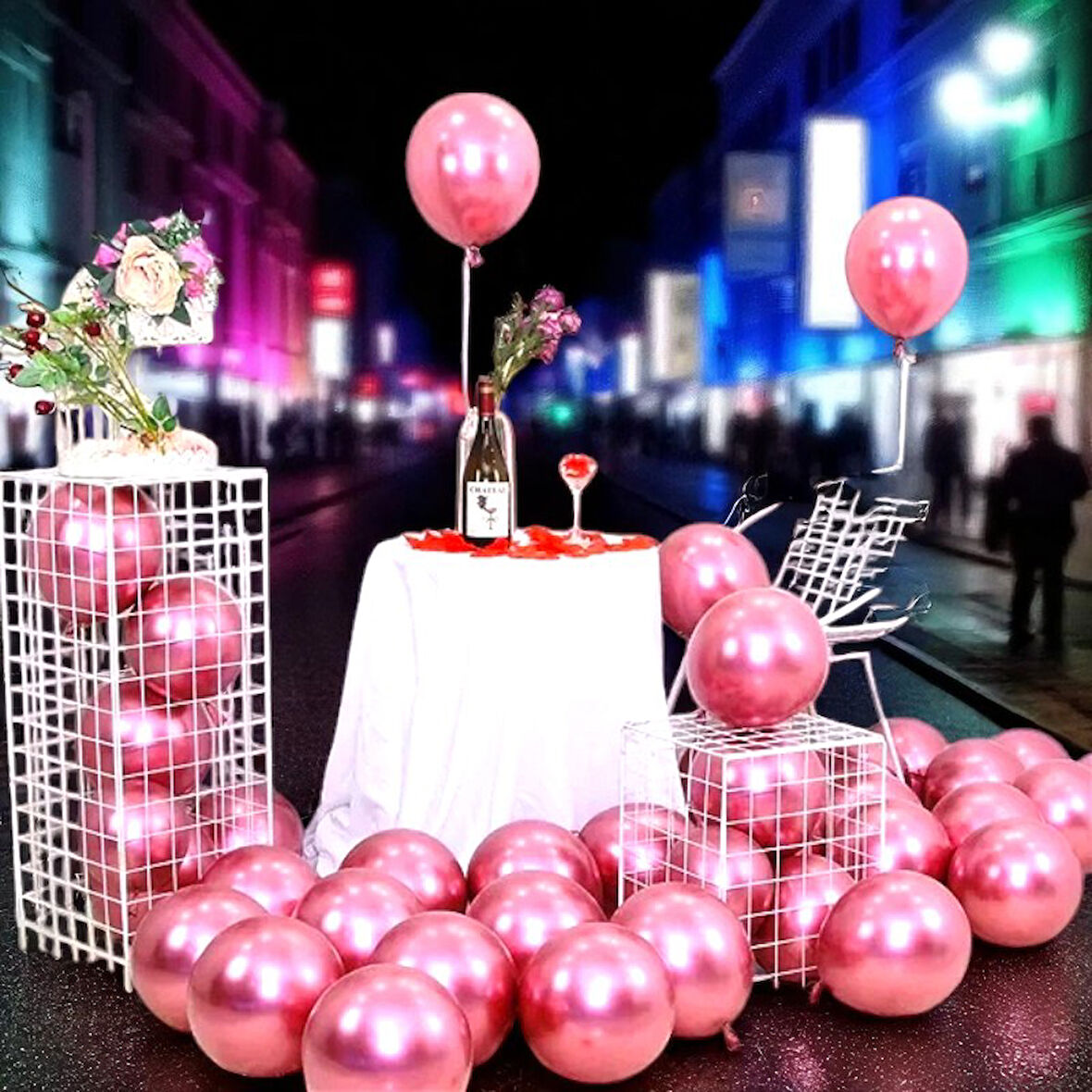 ULTRA YÜKSEK KALİTE 50ADET PEMBE KROM BALON AYNALI BALON PARLAK BALON METALİK BALON KROM PEMBE BALON