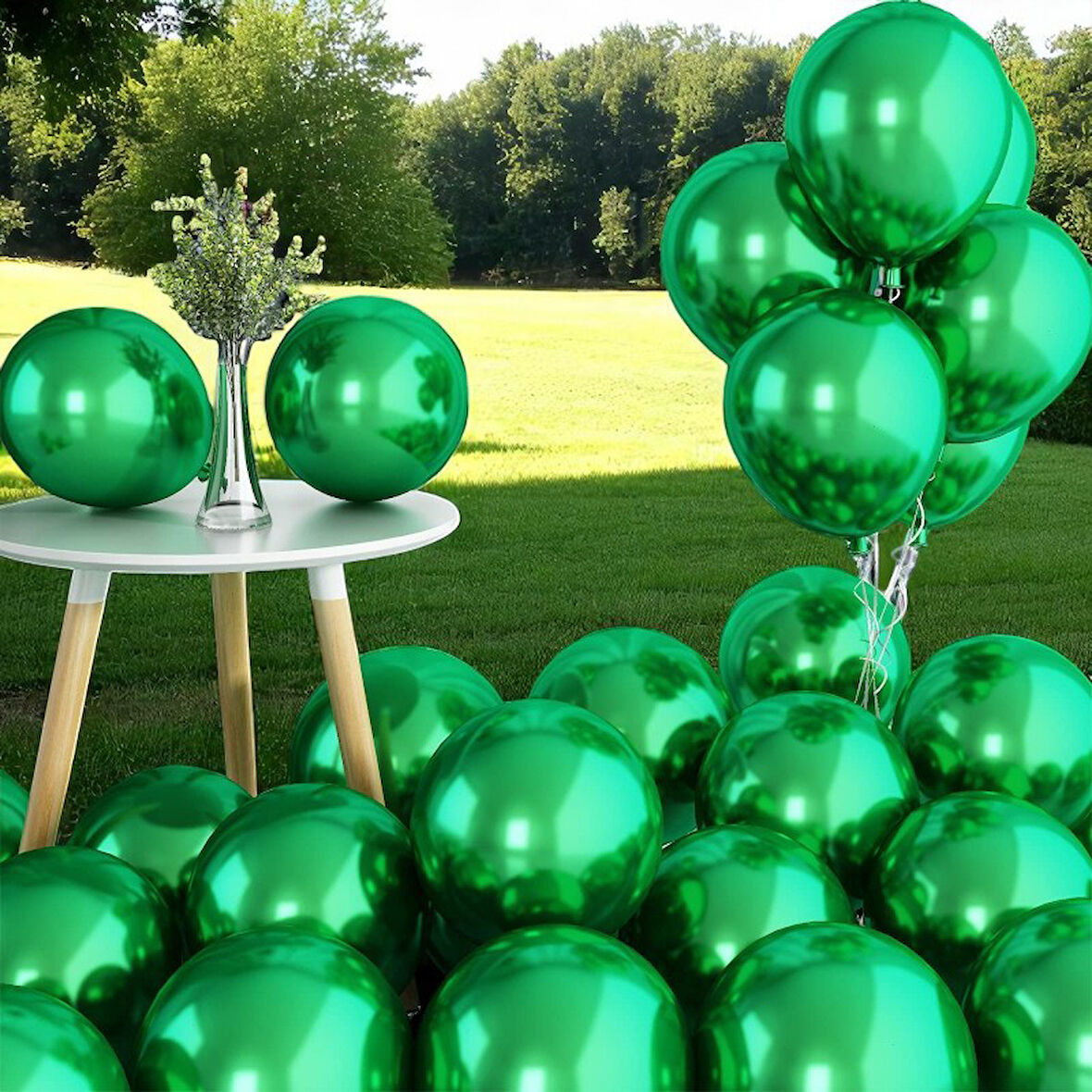 25 ADET KOYU YEŞİL KROM BALON PARLAK METALİK KROM KOYU YEŞİL BALON HELYUM GAZINA UÇAN BALONA UYGUN