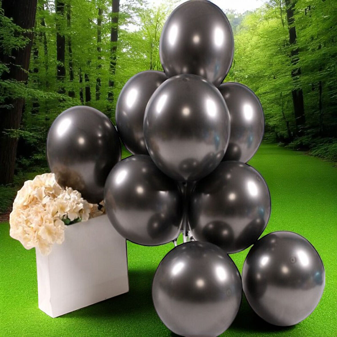 25 ADET SİYAH KROM BALON PARLAK METALİK KROM SİYAH BALON HELYUM GAZINA UÇAN BALONA UYGUNDUR