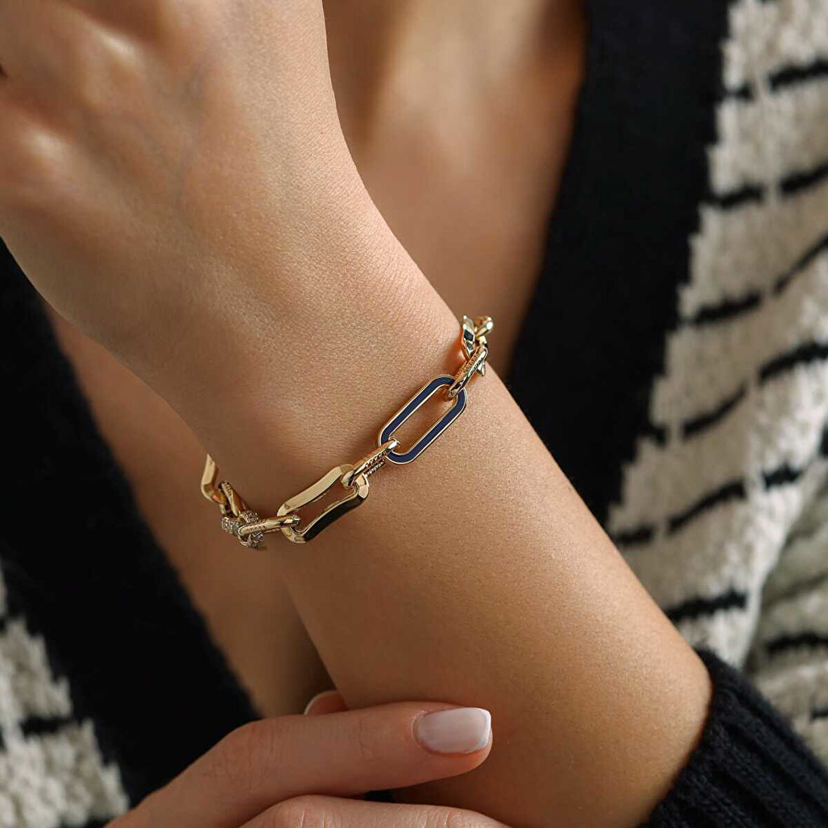 Lacivert Mineli Ataç Bileklik