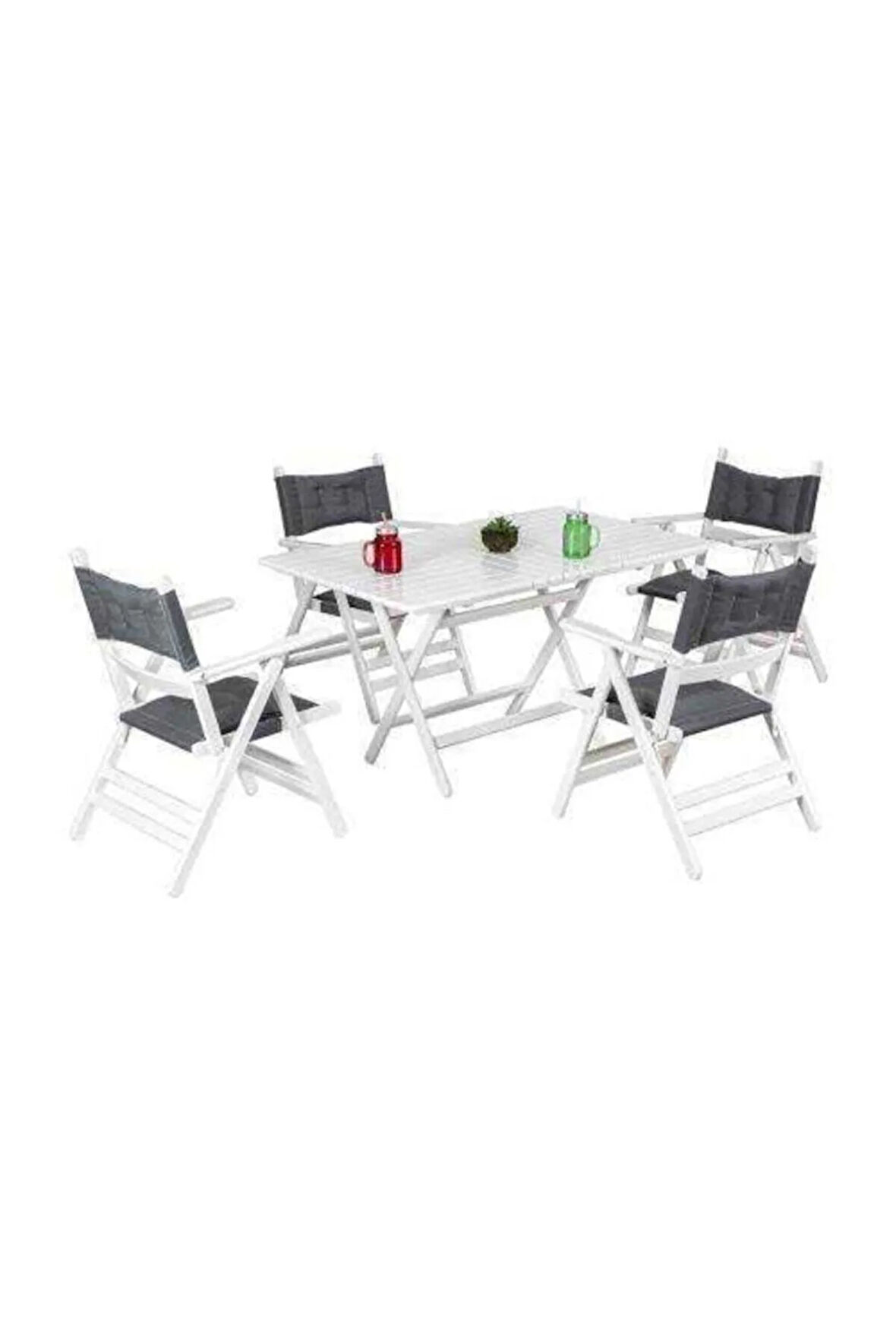 Atina Balkon Masası 80x140 Beyaz -ahşap Bahçe Masası - Katlanır Portatif Masa
