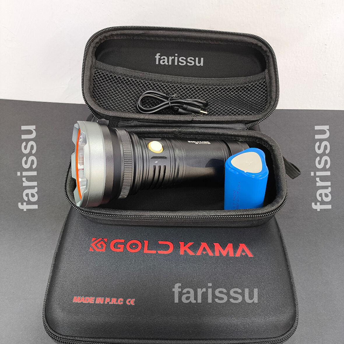 Goldkama 100W Şarjlı El Feneri – 3×18650 Pil, 8800 mAh, 1000m-1500m Menzil, Süper Güçlü LED
