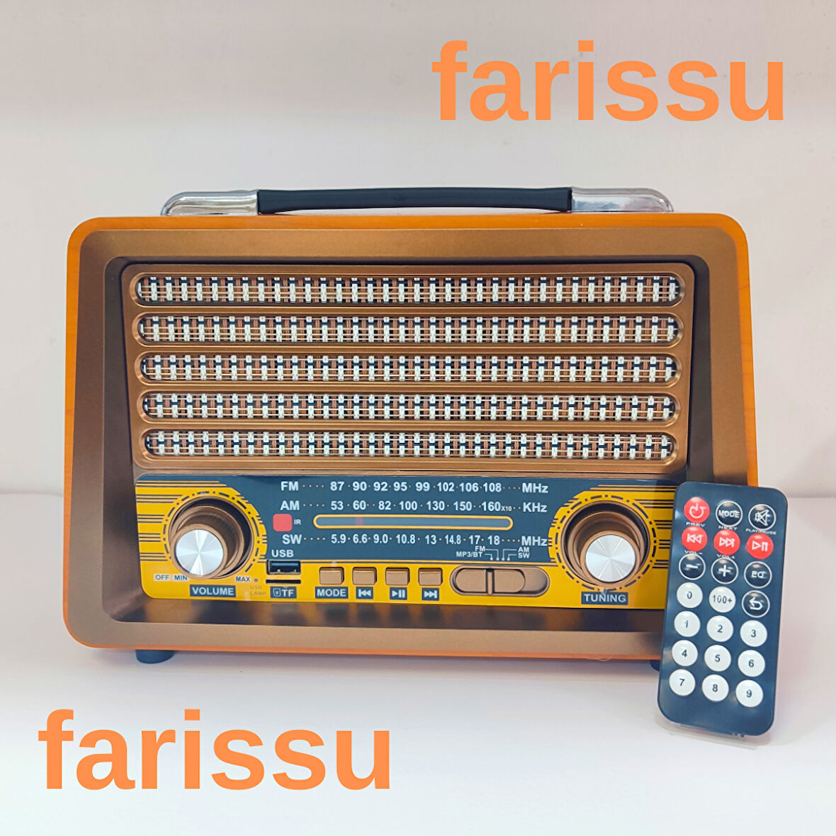 Gerçek Ahşap Eskitme Görünümlü RT-750 Nostaljik Müzik Kutusu – 3 Band Radyo / Bluetooth / USB