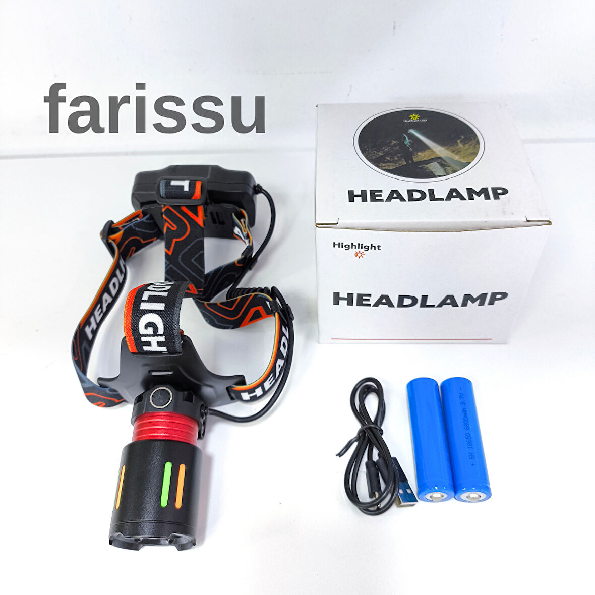 30W Gücünde Şarjlı Kafa Lambası – 2000 Lümen, Zoom Odaklı, 4 Mod, Su Geçirmez