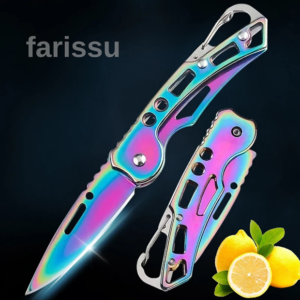 Alaska Gökkuşağı Renkli Çok Amaçlı Katlanır Çakı - Paslanmaz Çelik, Keskin ve Taşınabilir