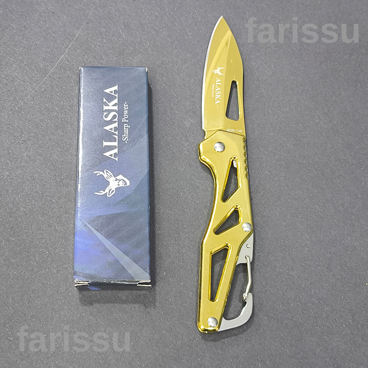 Alaska Altın Renkli Şık Katlanır Çakı - Paslanmaz Çelik, Keskin ve Çok Amaçlı Taşıma