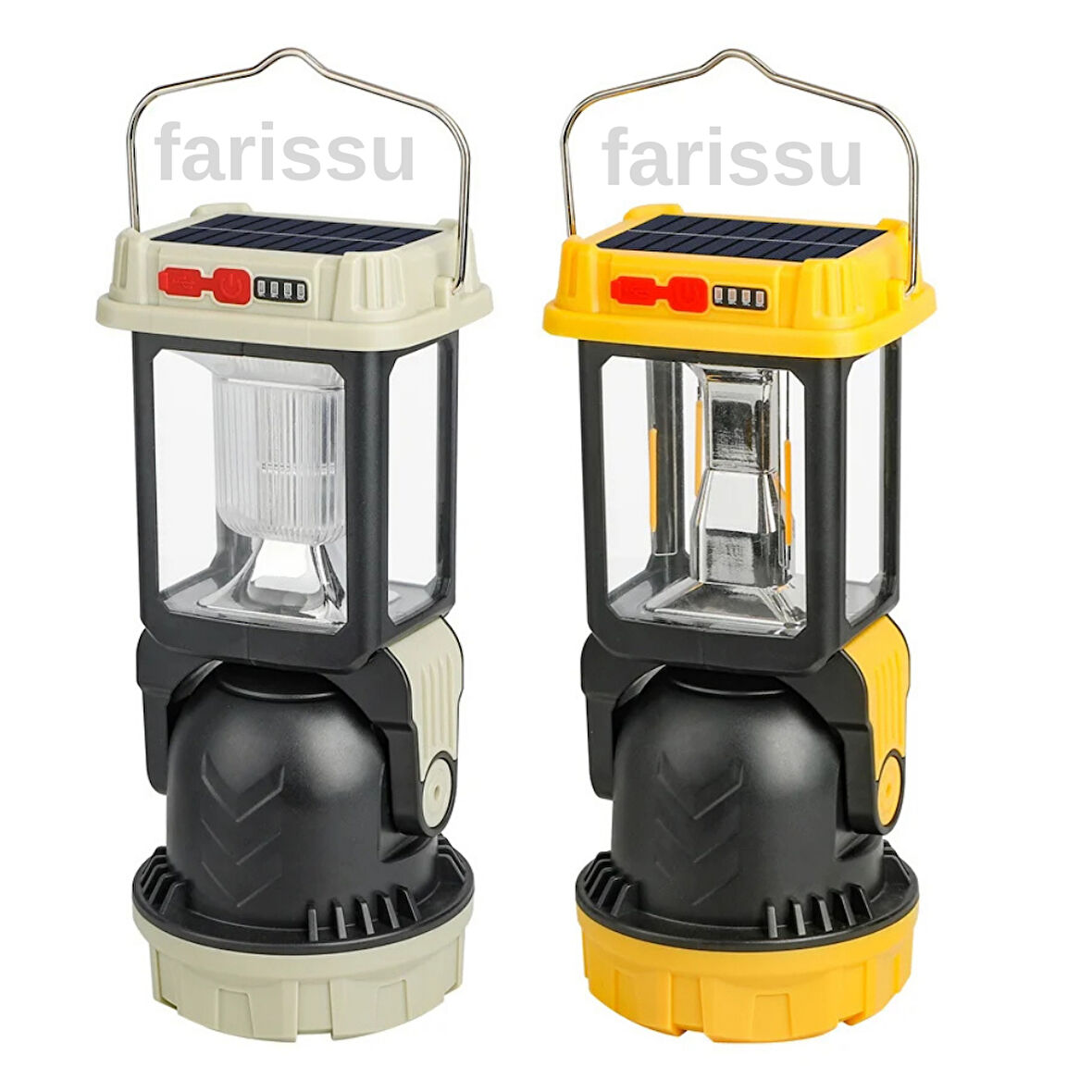 Çok Fonksiyonlu Şarjlı Kamp Lambası Feneri - Güneş Enerjili, Powerbank Özellikli, 4 Modlu, Suya Dayanıklı