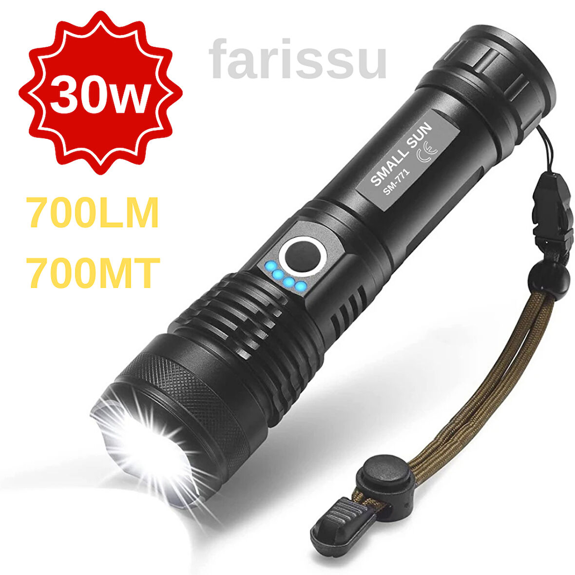 Süper Parlak ve Suya Dayanıklı SMALL SUN SM-771 El Feneri - 700 Metre Menzil