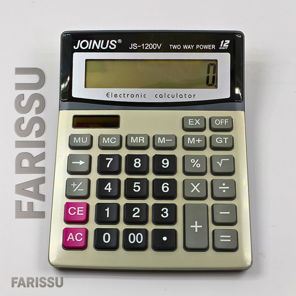 JOINUS JS-1200V 12 Hane Büyük Ekran İki Yönlü Güç Kaynaklı Masaüstü Hesap Makinesi