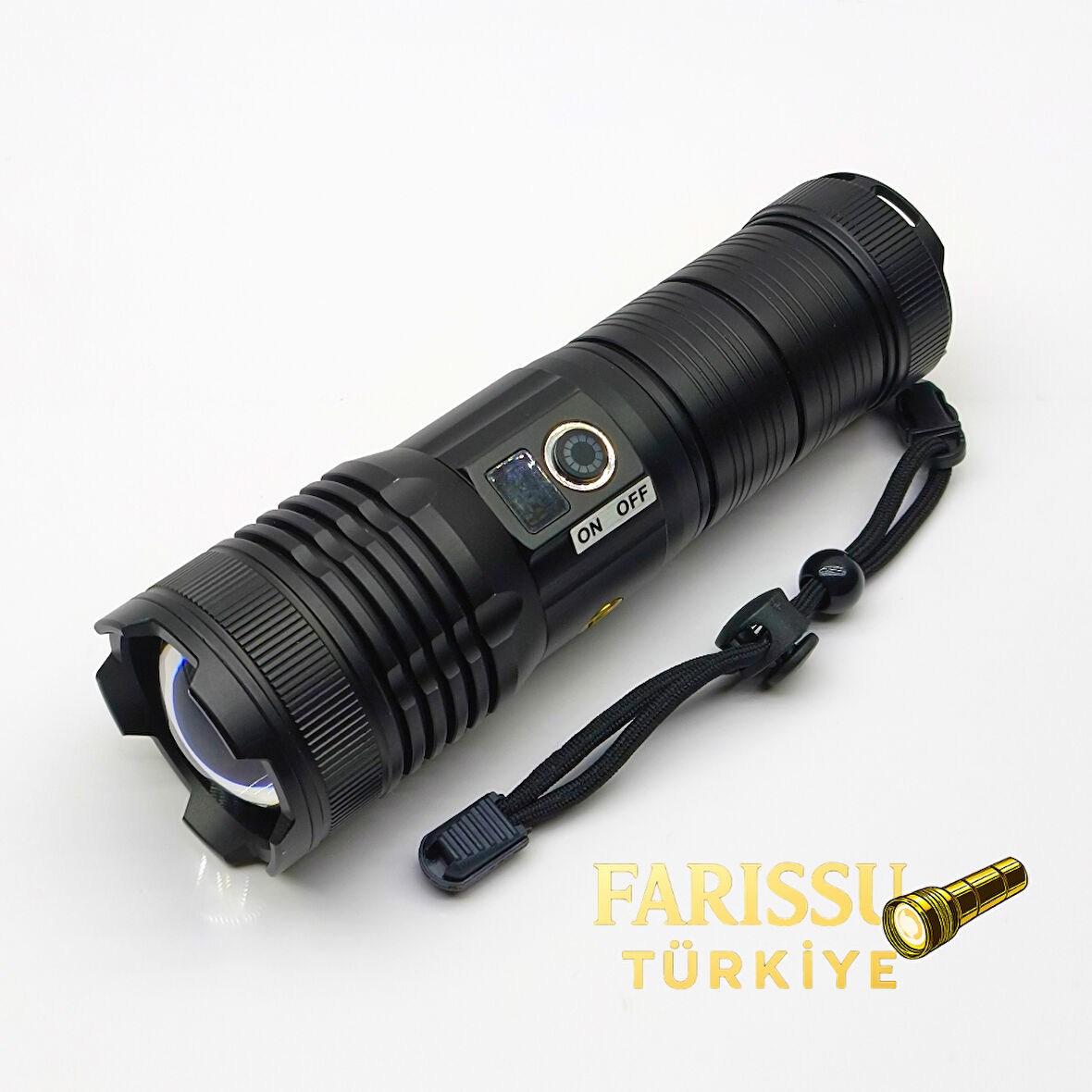 GK9595 100W Lazer LED Profesyonel El Feneri - 7200mAh Powerbank Özellikli, 2200m Menzil, Zoomlu