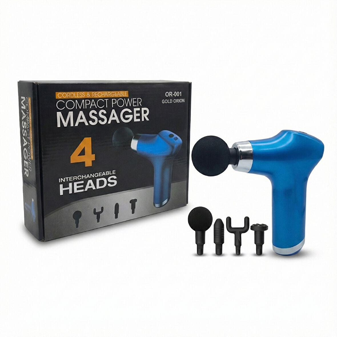 Sırt ve Boyun Ağrılarına Cep Boyu Çözüm: Gold Orion Mini Masaj Tabancası (4 Başlıklı & Şarjlı)