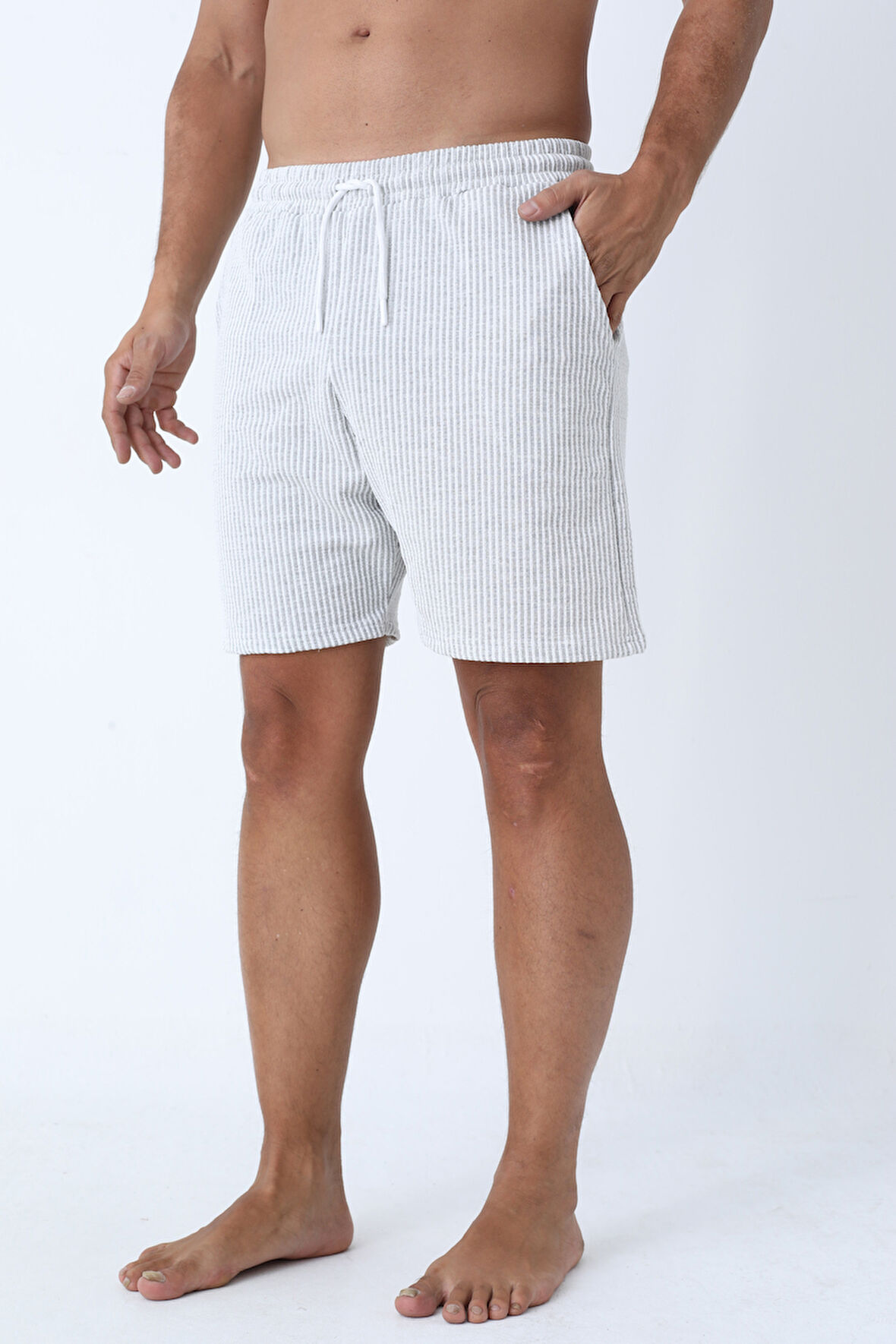 Raspberry Suyolu Çizgili Erkek Cepli Şort