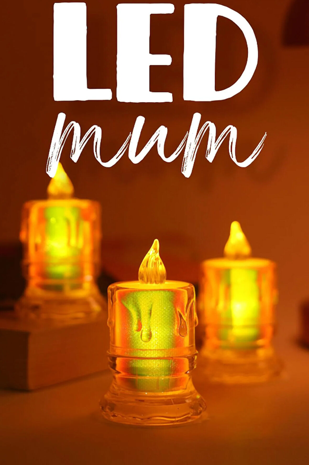 Led Mum Simli Tipi Pil Dahil 3 Adet - Dumansız Alev Ledli Yapay Dekoratif Mum Işığı BÜYÜK PT423