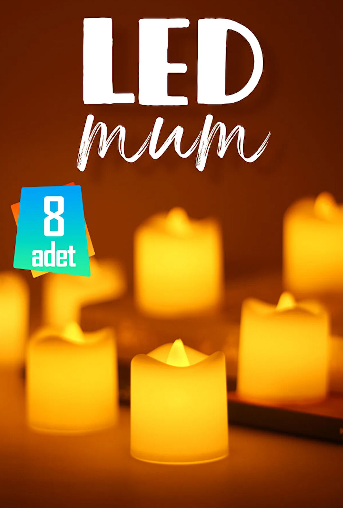 Led Mum Seti Pilli Dumansız Alevli 8 Adet Mat Beyaz Mini Ledli Dekoratif Yapay Mum Dekor Işığı