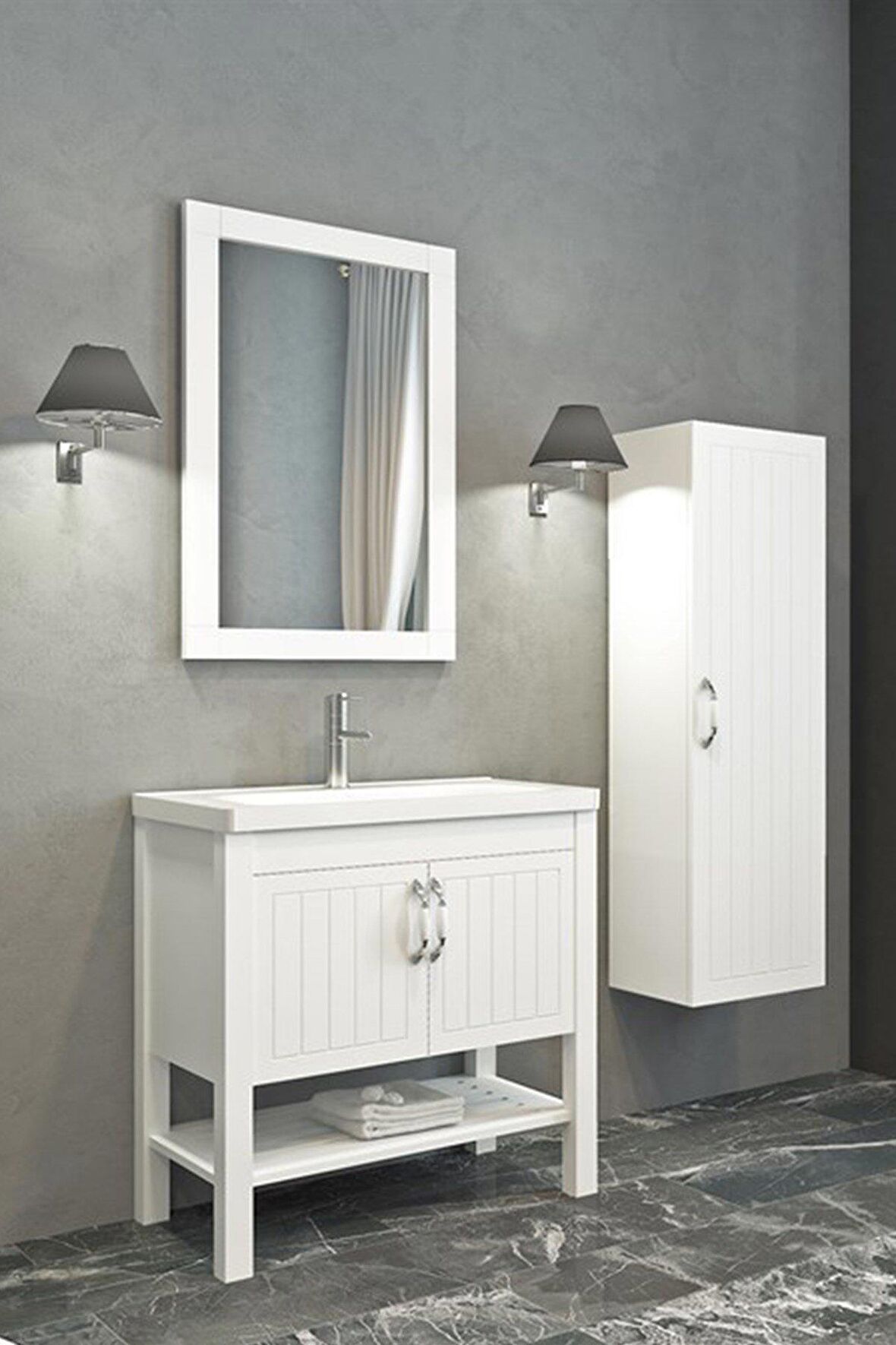 HELEN 80 CM BANYO DOLABI BEYAZ - BOY DOLAP HARİÇ 