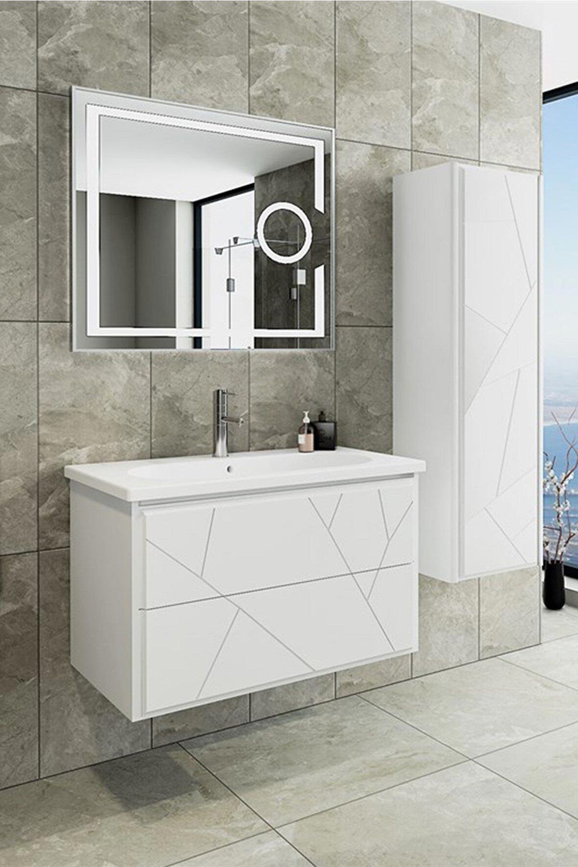 KİEV 80 CM BANYO DOLABI BEYAZ - BOY DOLAP HARİÇ 