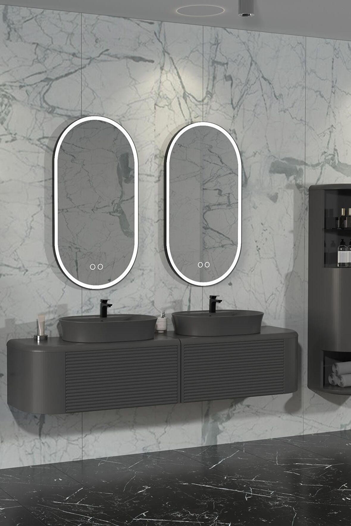 SIESTA DUO 184 CM BANYO DOLABI  ANTRASİT - BOY DOLAP HARİÇ