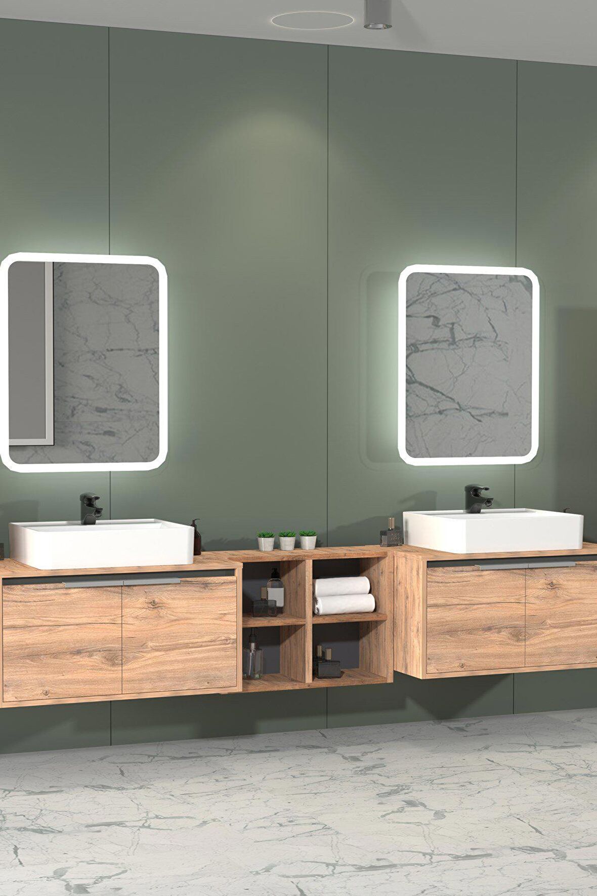 CAMARO 225 CM BEYAZ LAVABOLU BANYO DOLABI - BOY DOLAP HARİÇ