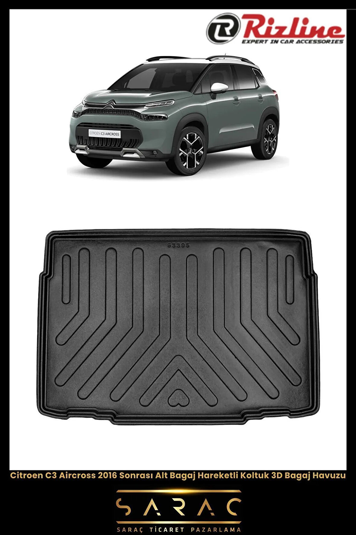 Rizline Citroen C3 Aircross 2024 Model Alt Hareketli 3D Bagaj Havuzu