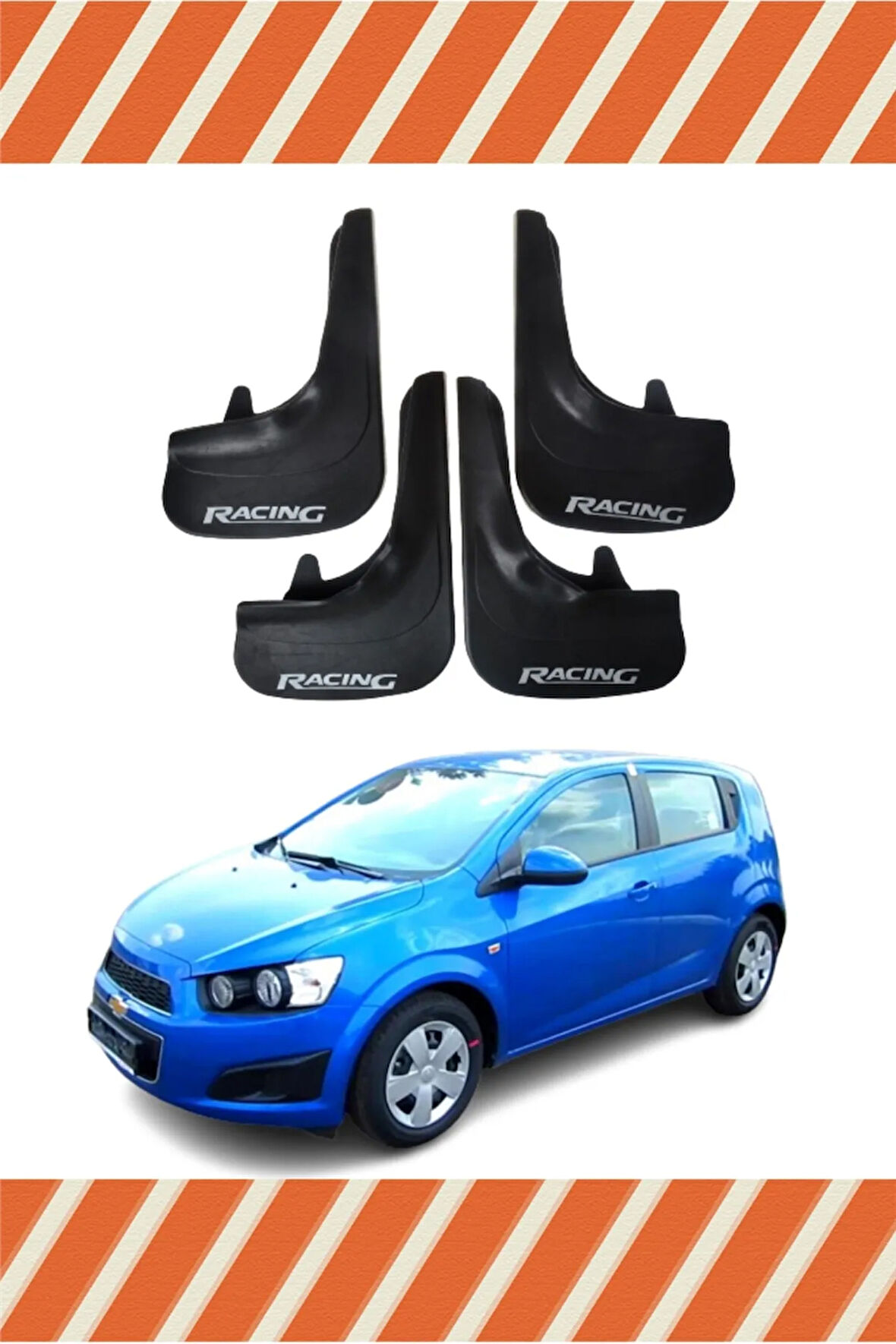 Chevrolet Aveo HB 2011 ve sonrası racing yazılı 4’lü tozluk çamurluk paçalık